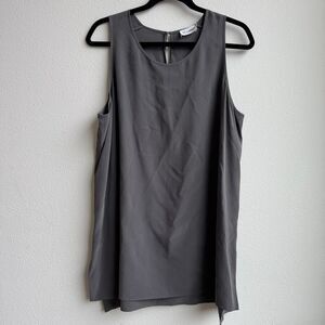 🟣$5/$25 R Label Womens XL 100 Silk Blouse Sleeveless Gray Tunic Blouse Office